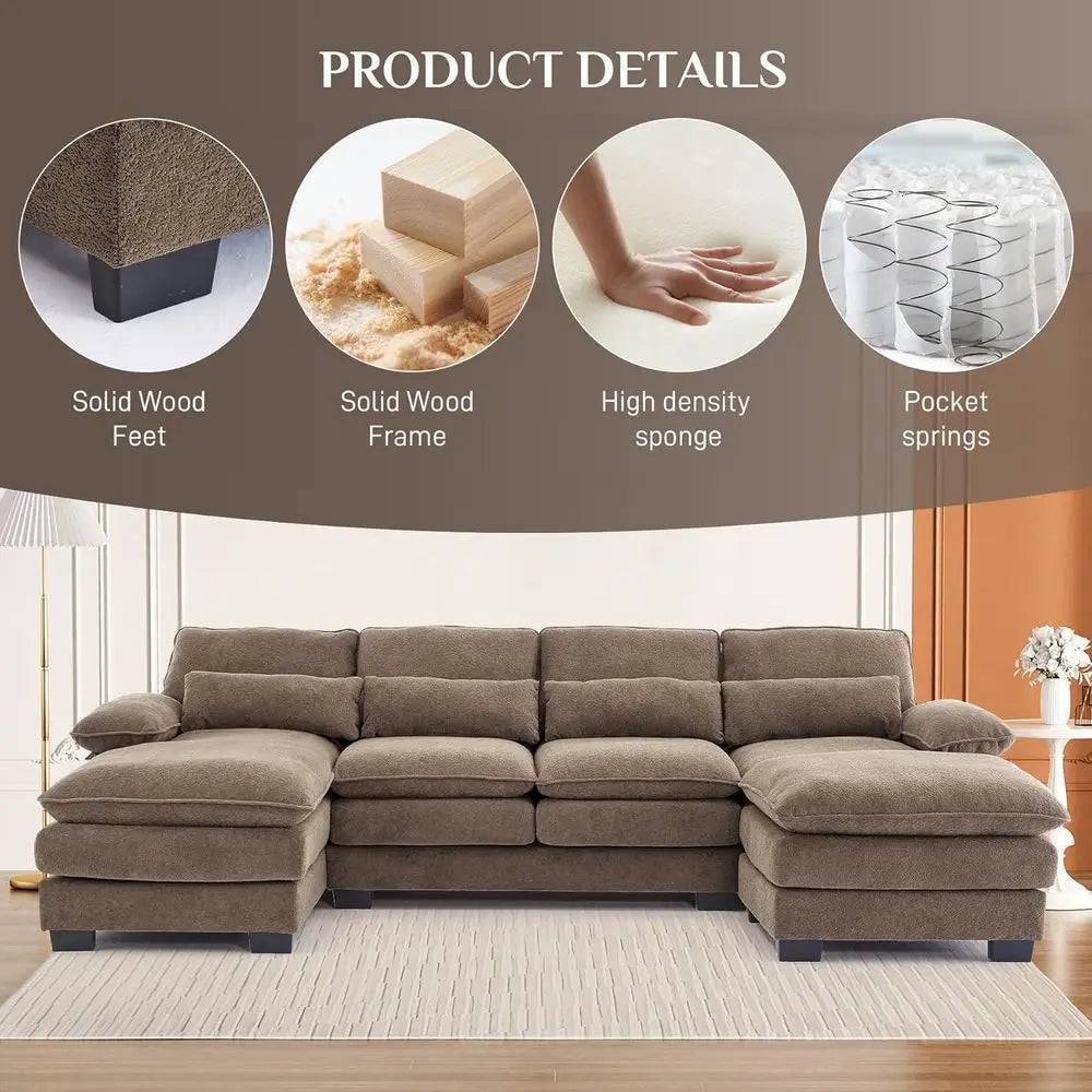 Sofa Set with Chaise and Ottoman