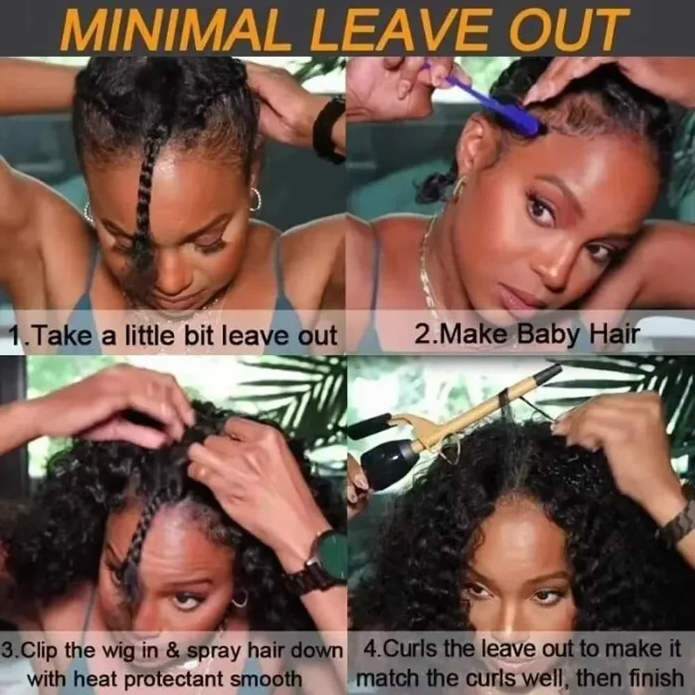 30 32 Inch Kinky Straight U Part Wigs