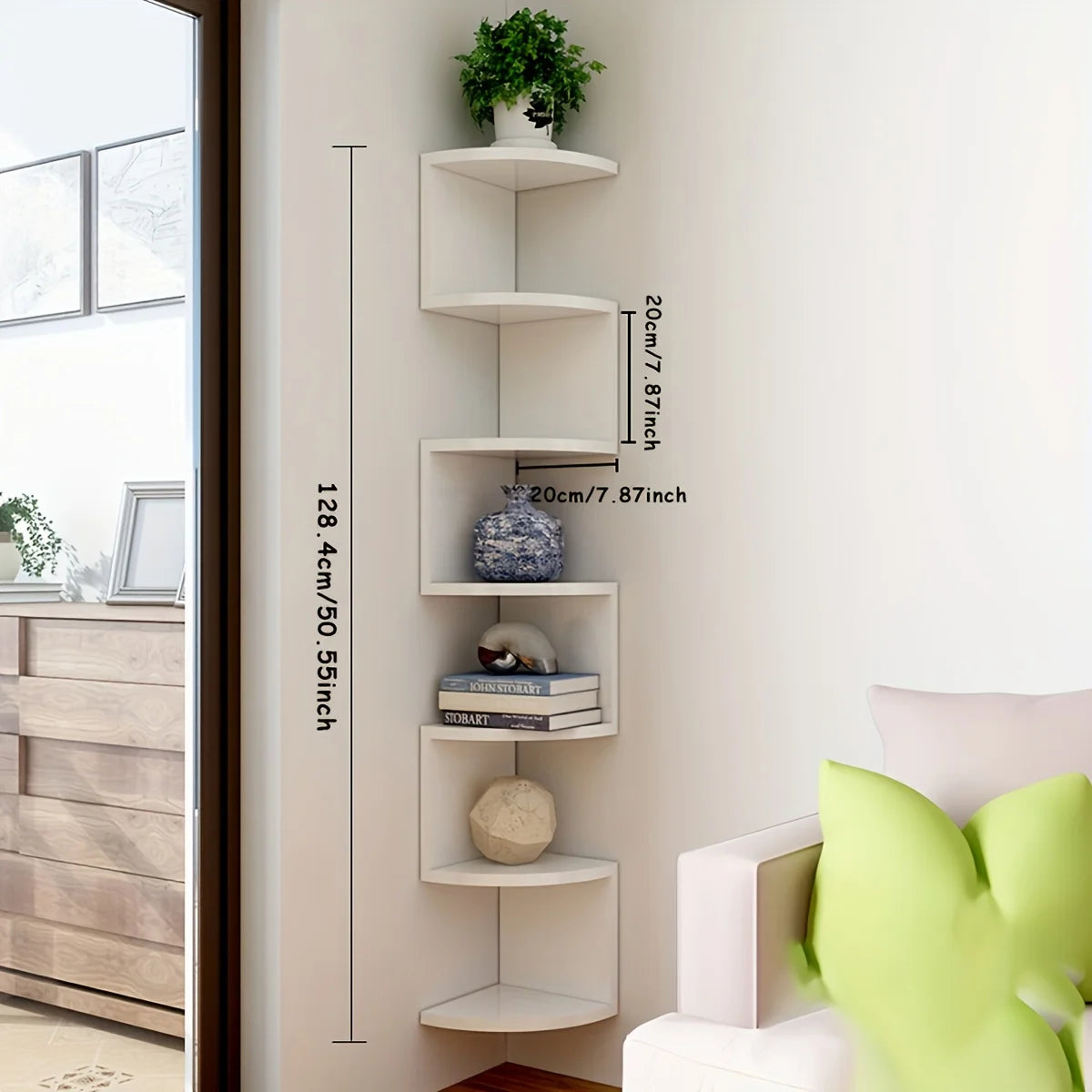 7-Tier Rustic Wall-Mounted Corner Shelf