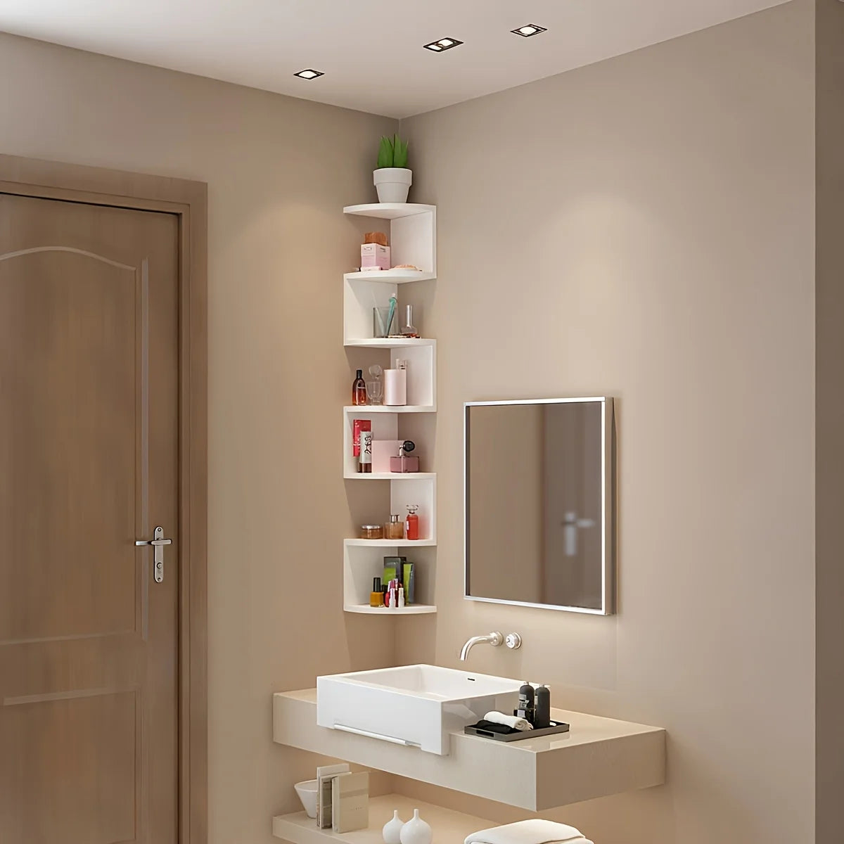 7-Tier Rustic Wall-Mounted Corner Shelf