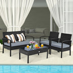 4pcs Outdoor Patio Rattan Wicker