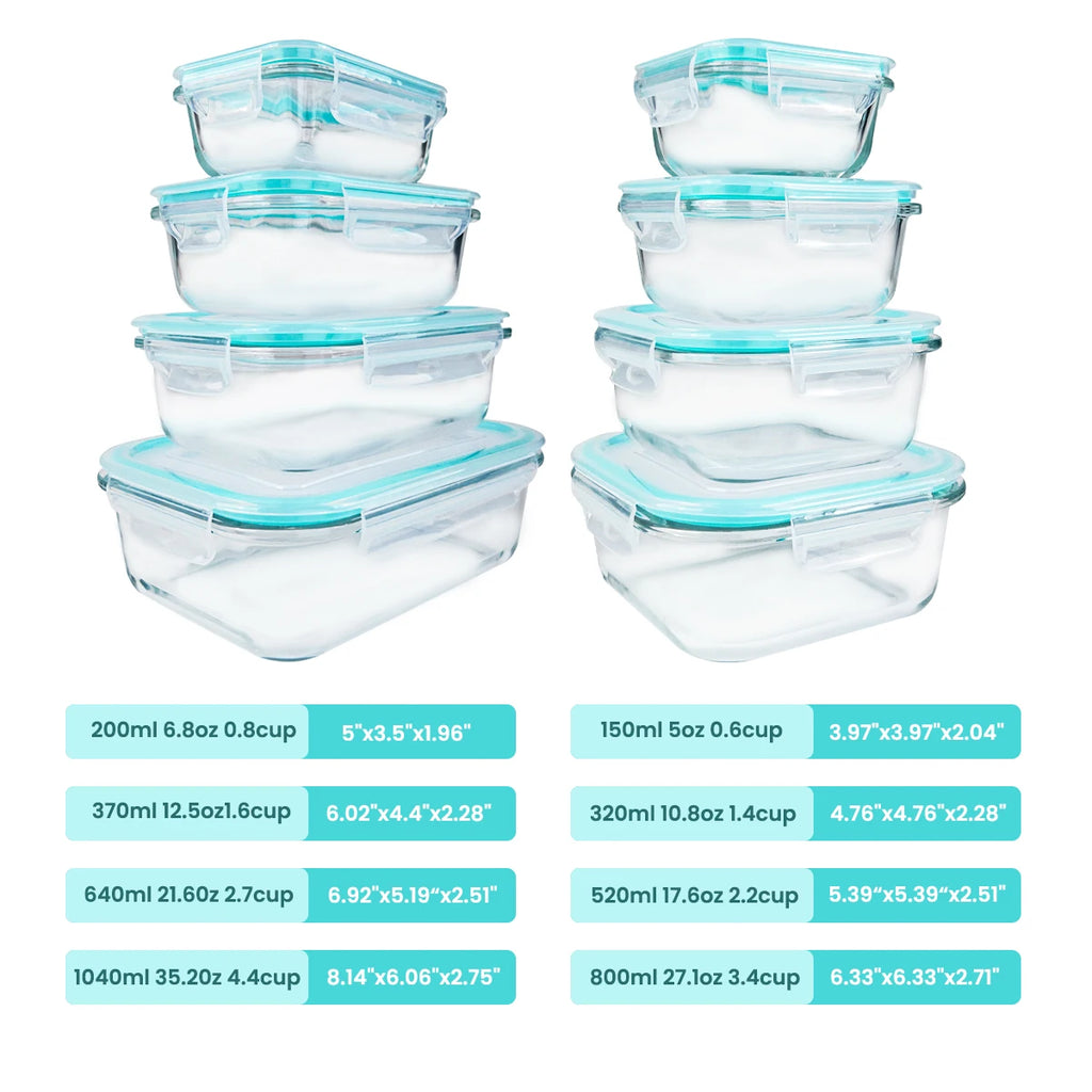 8pcs Glass Food Storage Containers Set