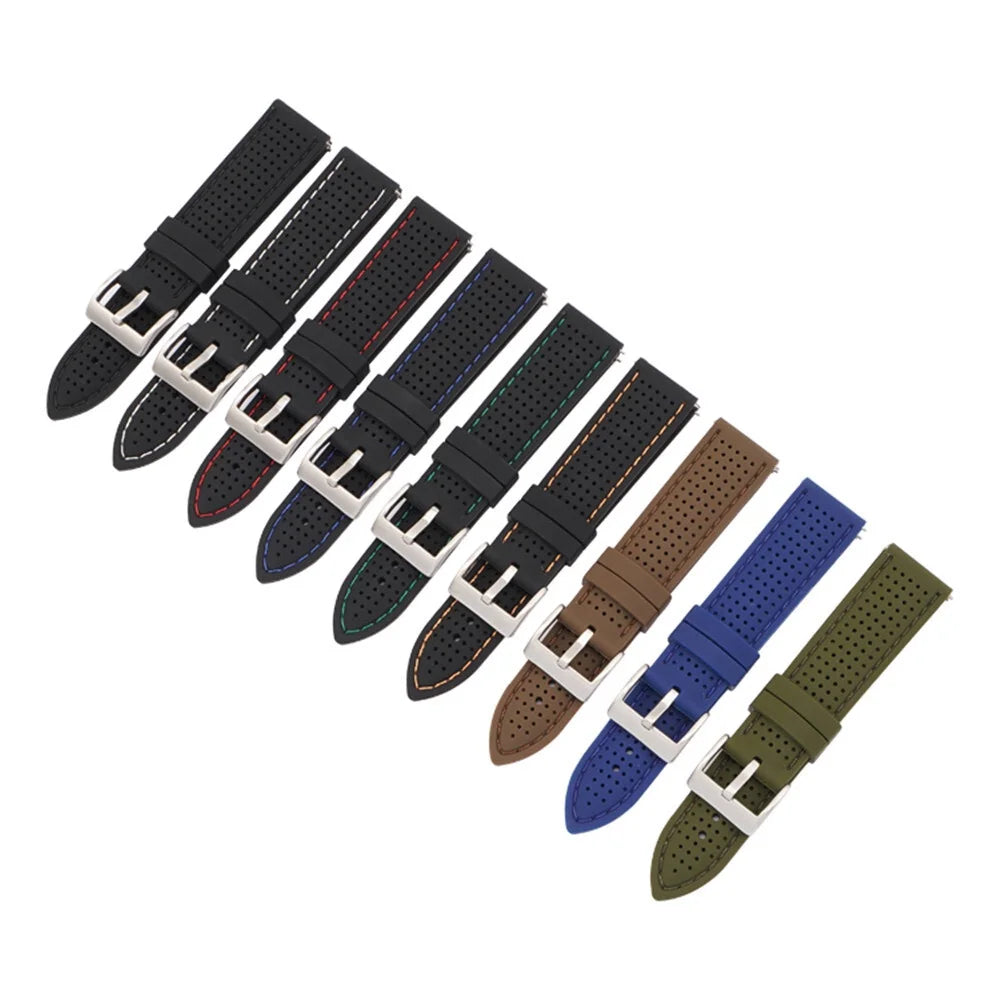 Soft Silicone Rubber Watch Strap 20mm 22mm 24mm Men Women Sport Waterproof Breathable Wrist Band Quick Release Bracelet  Watch